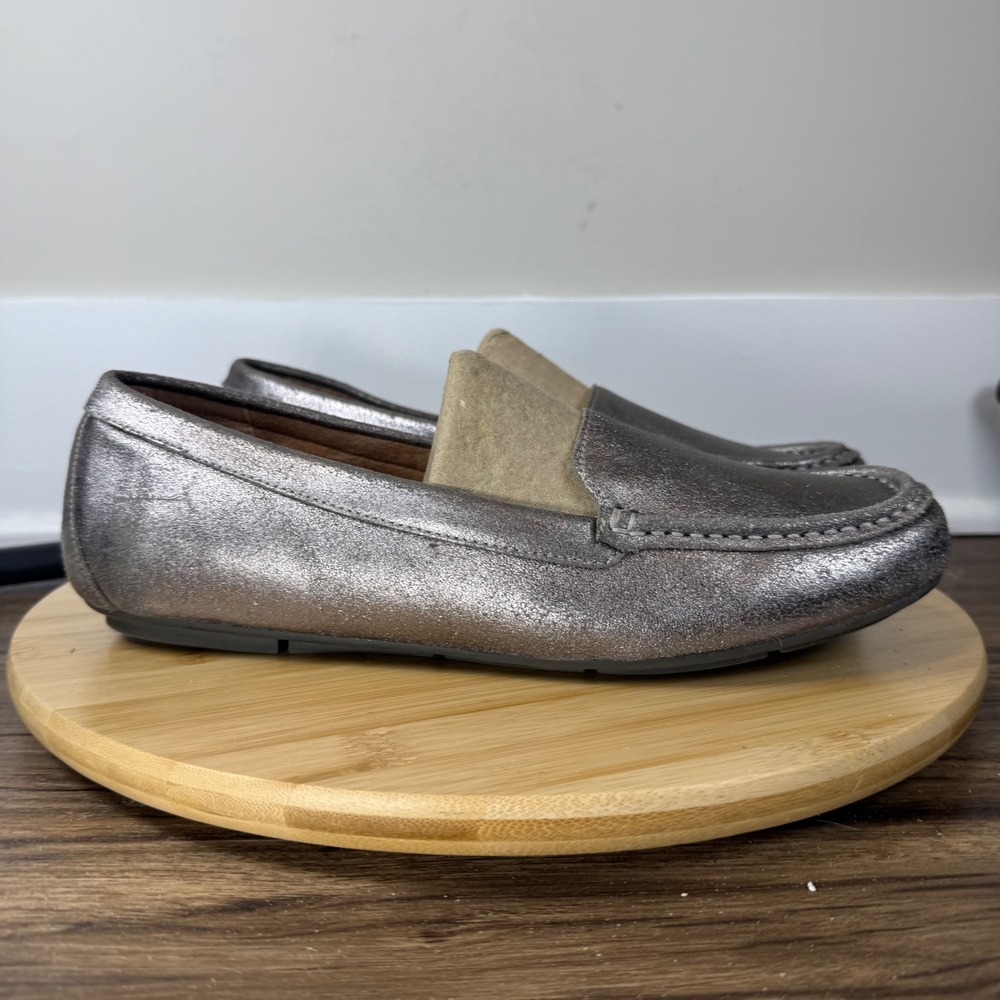 Vionic Debbie Metallic Silver Women 11 Excellent Orthotic Support Driving Loafer
